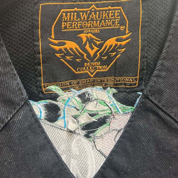 Milwaukee Performance Black Denim Conceal Carry Pockets Vest Side Lace Men's XL - Picture 2 of 5
